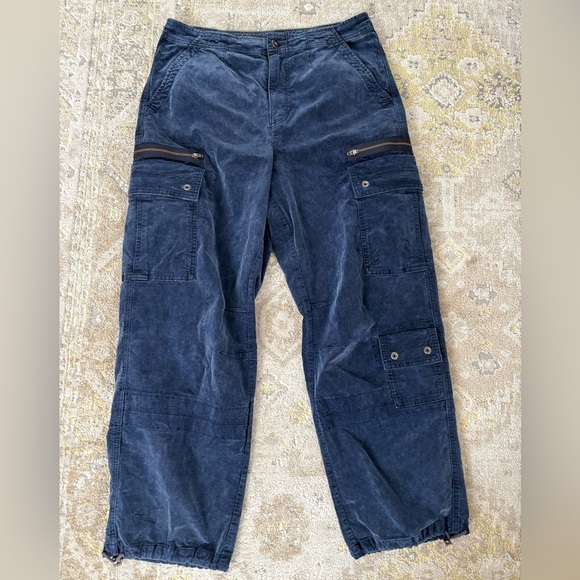 Free People Sahar Blue Velvet Cargo Pant - Picture 5 of 14